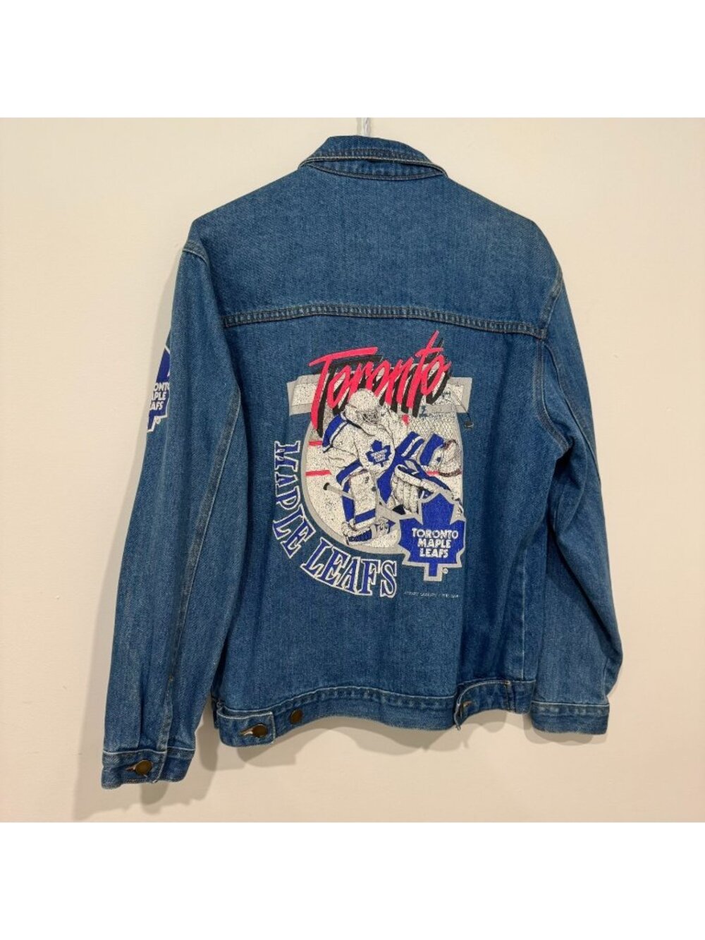 Vintage 1990s Toronto Maple Leafs NHL Hockey Denim Jacket Size L (Fits S) Read